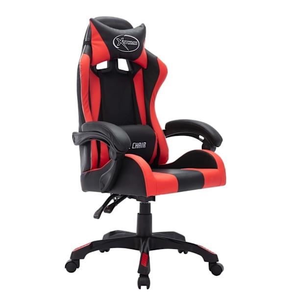 vidaXL Gamingstol med RGB LED-lampor röd och svart konstläder multifärg