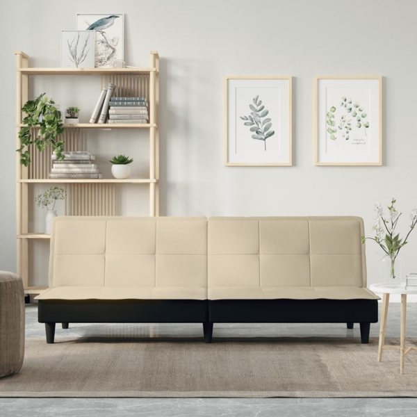 vidaXL Bäddsoffa gräddvit tyg Kräm