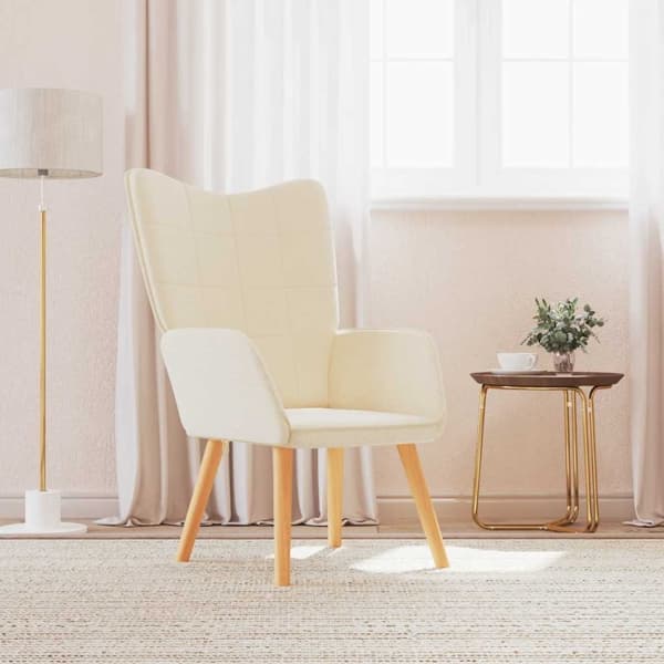 vidaXL Vilstol gräddvit tyg Creme