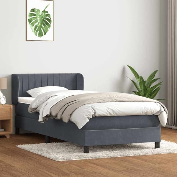 vidaXL Ramsäng med madrass mörkgrå 80x210 cm sammet Grå