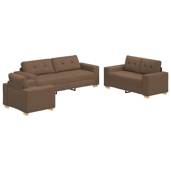vidaXL Soffa 3 st Brun Linnenblandad tyg Brun