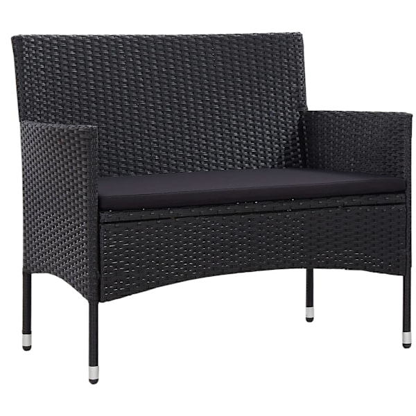 vidaXL Loungeset för trädgården med dynor 4 delar konstrotting svart Svart
