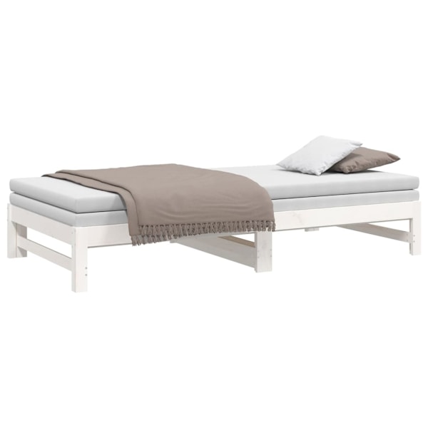 vidaXL Utdragbar dagbädd vit 2x(80x200) cm massiv furu Vit