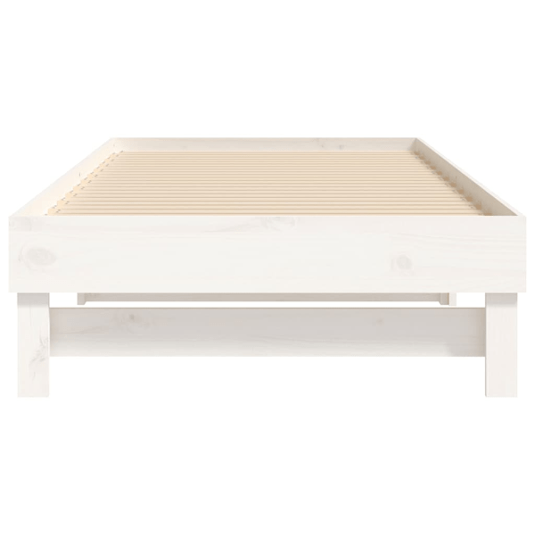vidaXL Utdragbar dagbädd vit 2x(80x200) cm massiv furu Vit