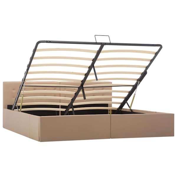 vidaXL Sängram hydraulisk förvaring cappuccino konstläder 180x200 cm Brun