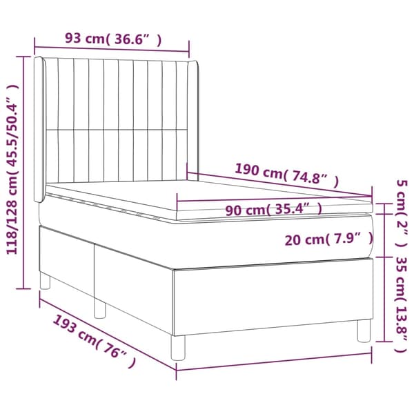 vidaXL Ramsäng med madrass blå 90x190 cm tyg Blå