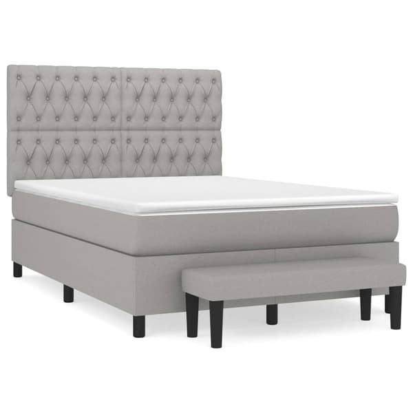 vidaXL Ramsäng med madrass ljusgrå 140x200 cm tyg Grå