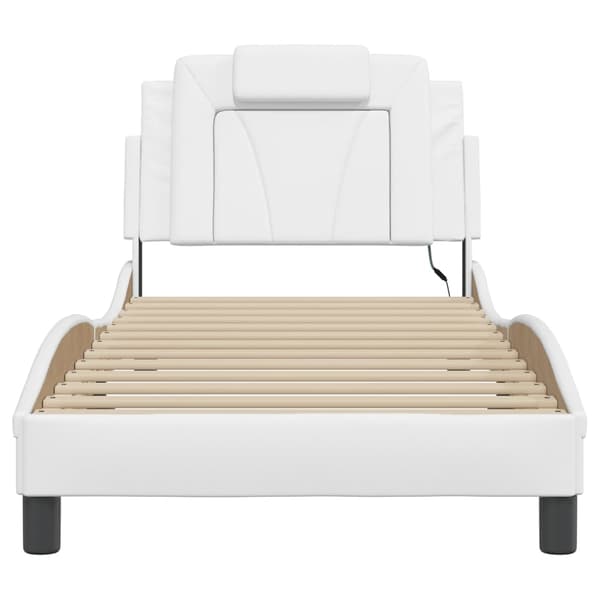 vidaXL Sängram med LED-belysning vit 80x200 cm konstläder Vit