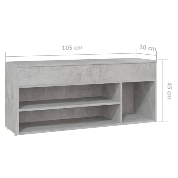 vidaXL Skobänk betonggrå 105x30x45 cm konstruerat trä grå