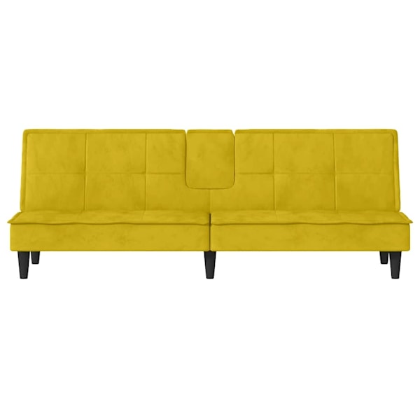 vidaXL Bäddsoffa med mugghållare gul sammet Gul