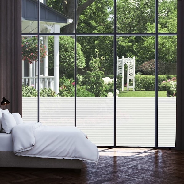 vidaXL Fönsterfilm frostad randig design 0,9x100 m PVC Vit