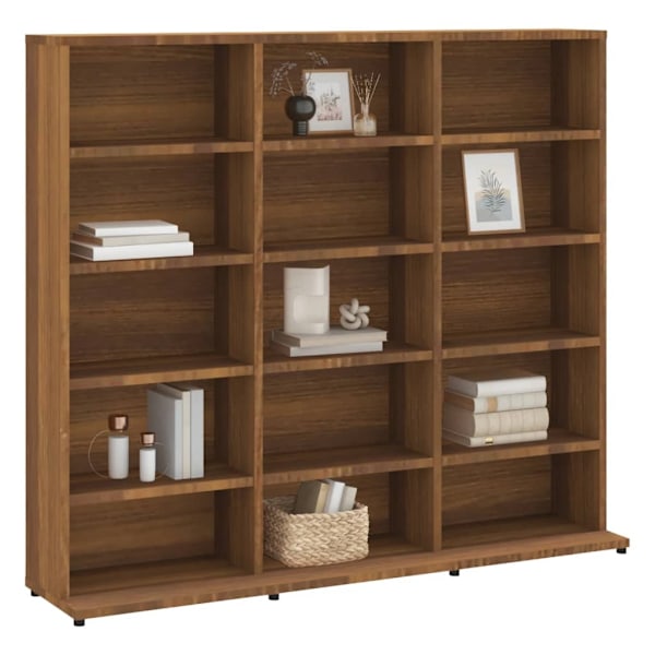 vidaXL CD-hylla rökfärgad Brun ek 100x23x89,5 cm konstruerat trä Brun