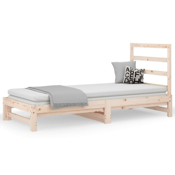 vidaXL Utdragbar dagbädd 2x(90x200) cm massiv furu Brun