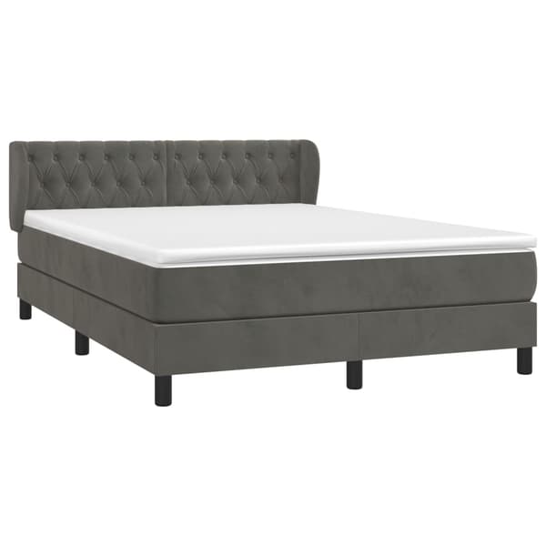 vidaXL Ramsäng med madrass mörkgrå 140x190 cm sammet Grå