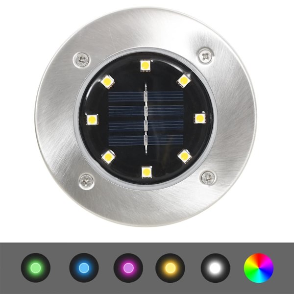 vidaXL Marklampor soldrivna 8 st LED RGB-färg Silver