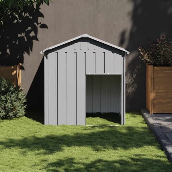 vidaXL Hundkoja med tak ljusgrå 117x103x123 cm galvaniserat stål Grå