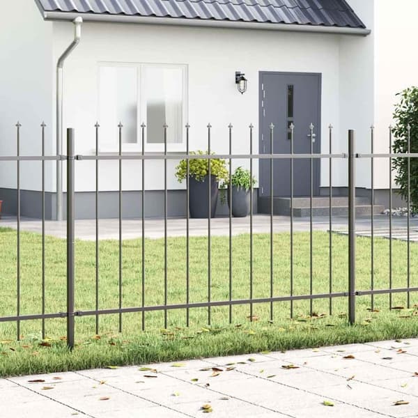 vidaXL Trädgårdsstängsel 8 pcs Grå 13,6 x 1,2 m Pulverlackerad stål Grå
