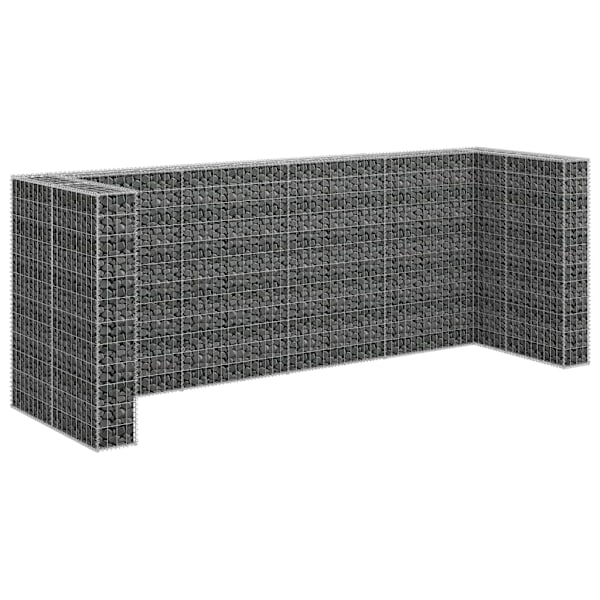 vidaXL Gabionmur för soptunnor galvaniserat stål 320x100x120 cm Silver