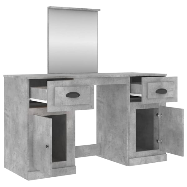 vidaXL Sminkbord med spegel betonggrå 130x50x132,5 cm Grå