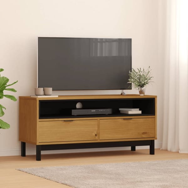 vidaXL Tv-bänk FLAM 110x40x50 cm massiv furu Brun