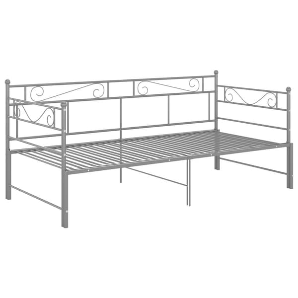 vidaXL Utdragbar sängram bäddsoffa grå metall 90x200 cm grå