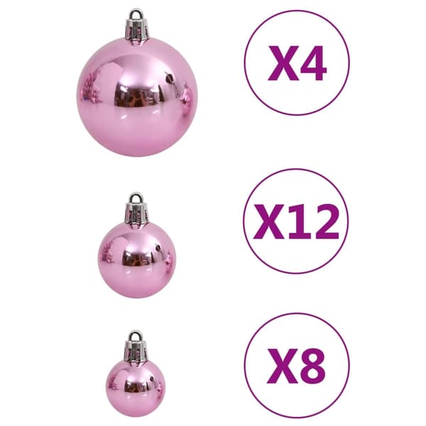 vidaXL Julgranskulor 111 delar rosa polystyren Rosa