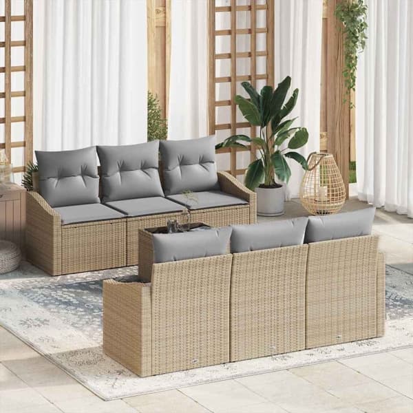 vidaXL Soffset 7 st Beige och Grå konstrotting Beige
