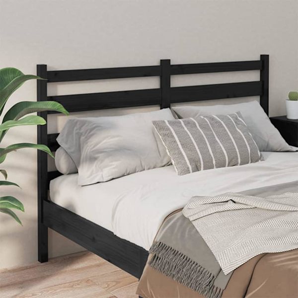 vidaXL Sänggavel svart 186x4x100 cm massiv furu Svart
