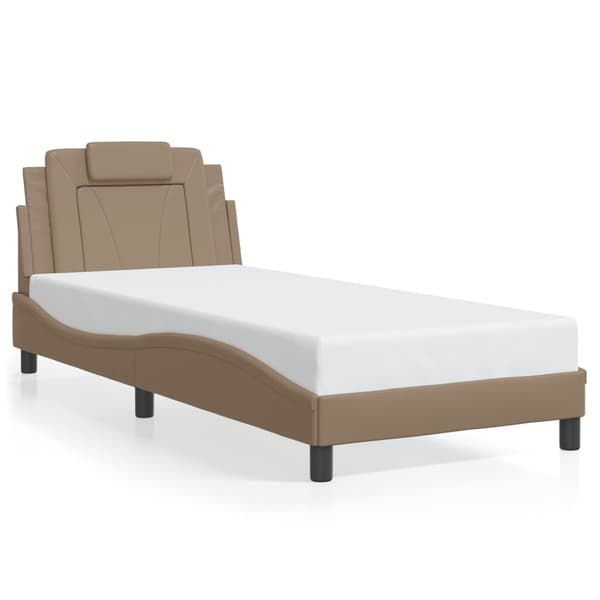 vidaXL Sängram med LED-belysning cappuccino 90x190 cm konstläder Brun