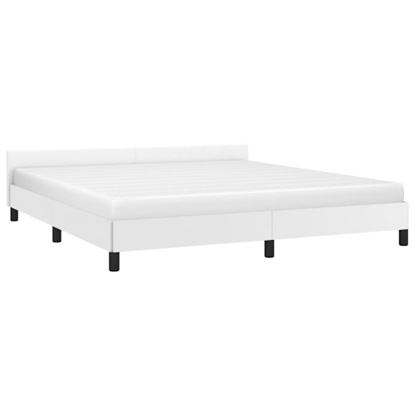 vidaXL Sängram med huvudgavel vit 160x200 cm konstläder Vit