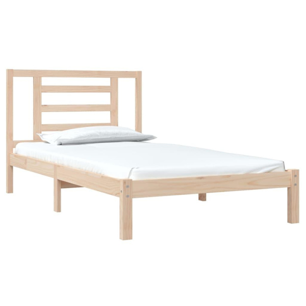 vidaXL Sängram massiv furu 100x200 cm Brun