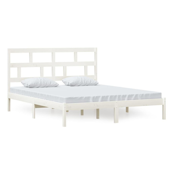 vidaXL Sängram vit massiv furu 160x200 cm Vit