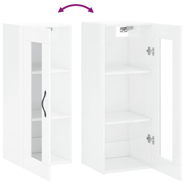 vidaXL Väggskåp vit högglans 34,5x34x90 cm Vit