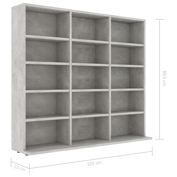 vidaXL CD-hylla grå 100x23x89,5 cm konstruerat trä grå
