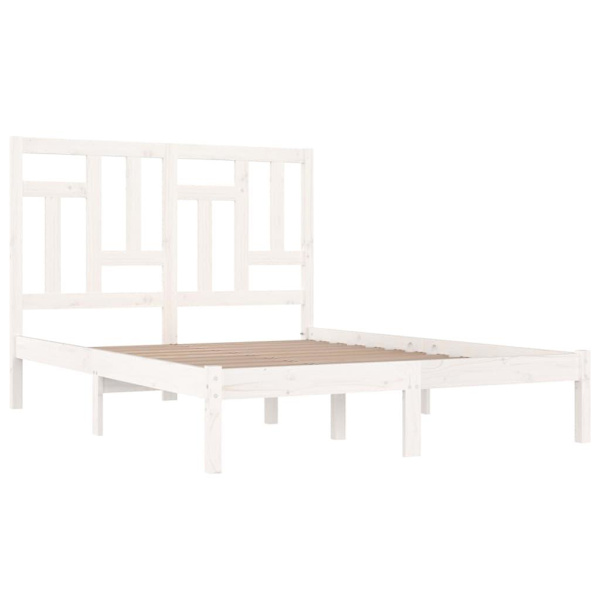 vidaXL Sängram vit massiv furu 120x200 cm Vit