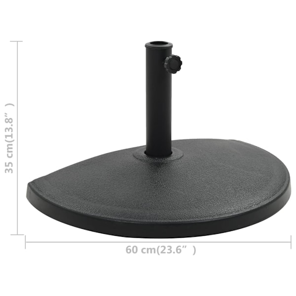 vidaXL Parasollfot halvrund polyresin 15 kg svart Svart