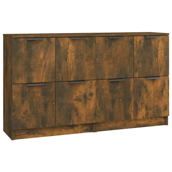 vidaXL Skänkar 2 st rökfärgad ek 60x30x70 cm konstruerat trä Brun