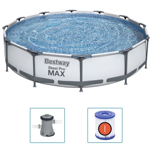 Bestway Pool med stålram Steel Pro MAX med tillbehör 366x76 cm Grå