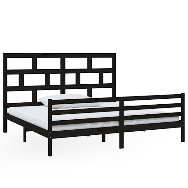 vidaXL Sängram svart massiv furu 200x200 cm Svart