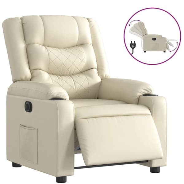 vidaXL Elektrisk reclinerfåtölj gräddvit konstläder Kräm