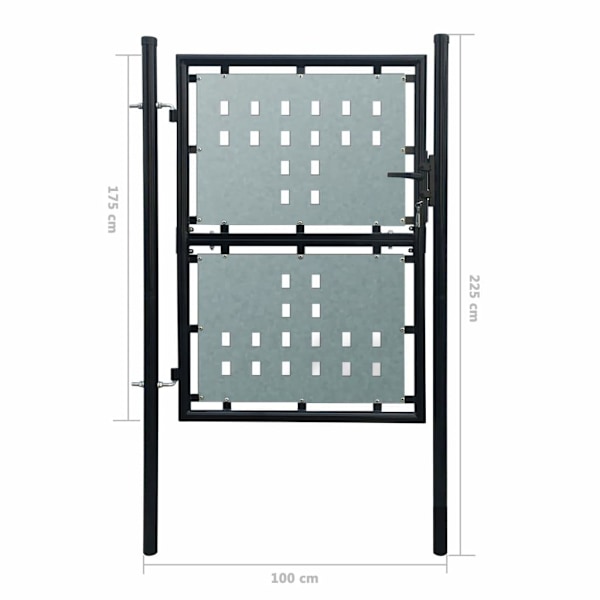 vidaXL Grind singeldörr svart 100 x 225 cm Svart