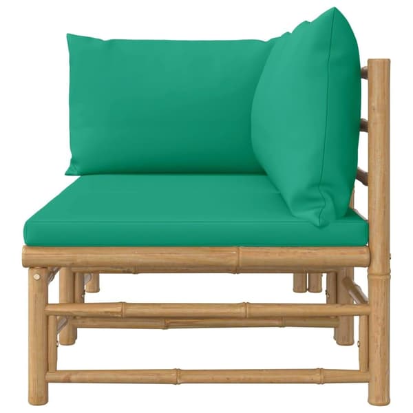 vidaXL Loungegrupp för trädgården 2 delar gröna dynor bambu Grön