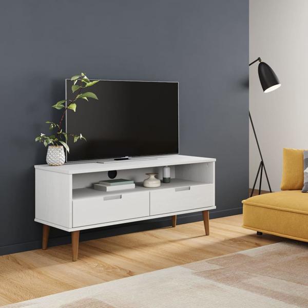 vidaXL Tv-bänk MOLDE vit 106x40x49 cm massiv furu Vit