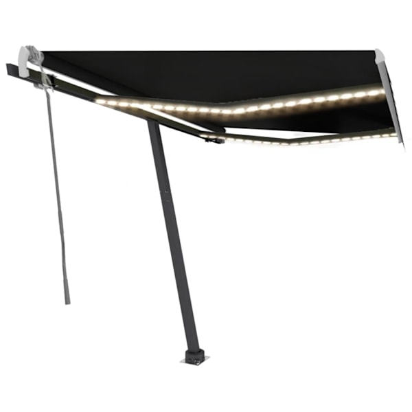 vidaXL Markis manuellt infällbar med LED 350x250 cm antracit Antracit