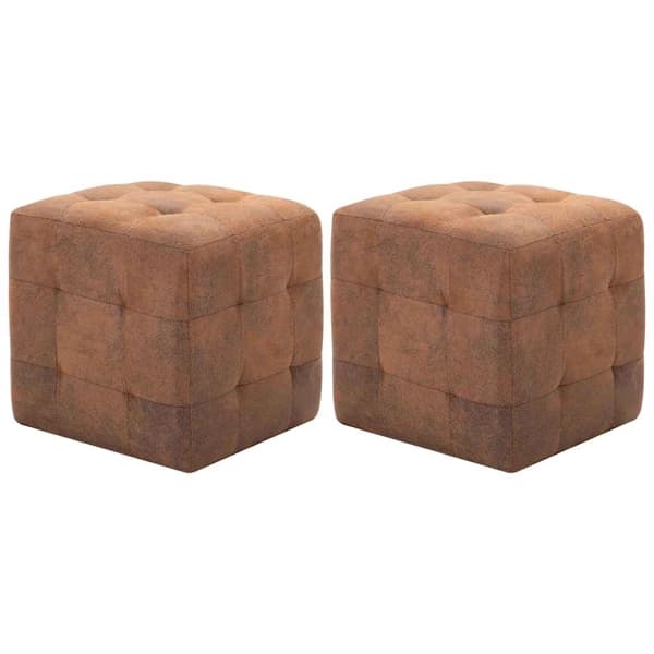 vidaXL Sittpuff 2 st brun 30x30x30 cm konstmocka Brun