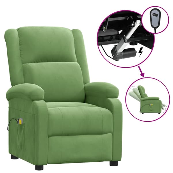 vidaXL Massagefåtölj ljusgrön sammet Grön