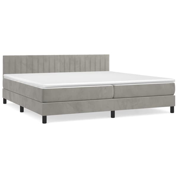 vidaXL Ramsäng med madrass ljusgrå 200x200 cm sammet Grå