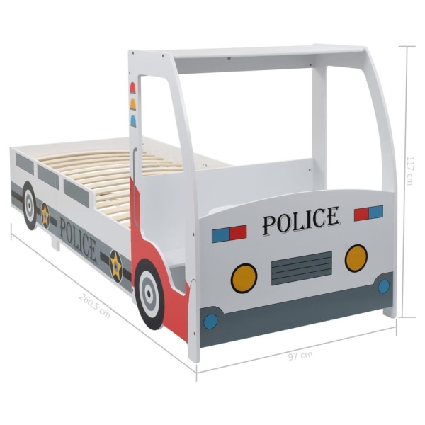 vidaXL Barnsäng polisbil med skrivbord 90x200 cm multifärg