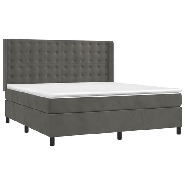 vidaXL Ramsäng med madrass mörkgrå 160x200 cm sammet Grå