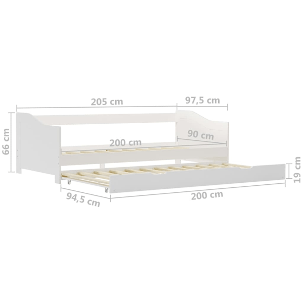 vidaXL Bäddsoffa ram utan madrass vit furu 90x200 cm Vit